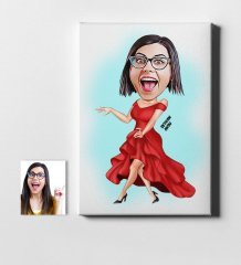 Kişiye Özel Bayan Manken Karikatür Kanvas Tablo (50 x 70 cm.) 1