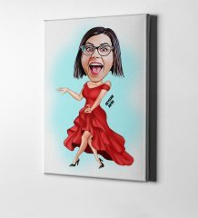 Kişiye Özel Bayan Manken Karikatür Kanvas Tablo (50 x 70 cm.) 1
