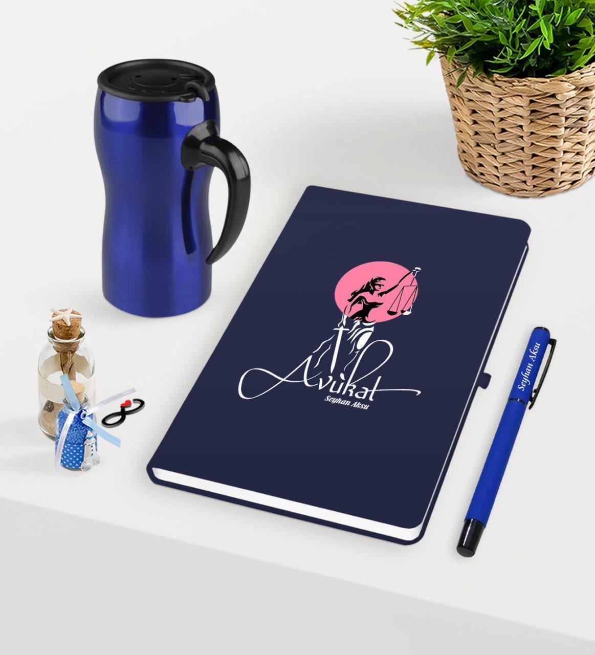 Kişiye Özel Avukat Temalı Lacivert Defter Kalem ve Termos Mug Seti  - 10