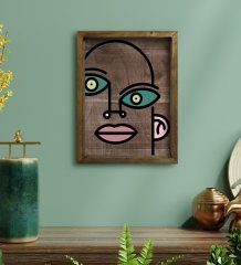 BK Home Picasso Style Tasarımlı Doğal Masif Ahşap Çerçeveli Tablo 45x65cm-1