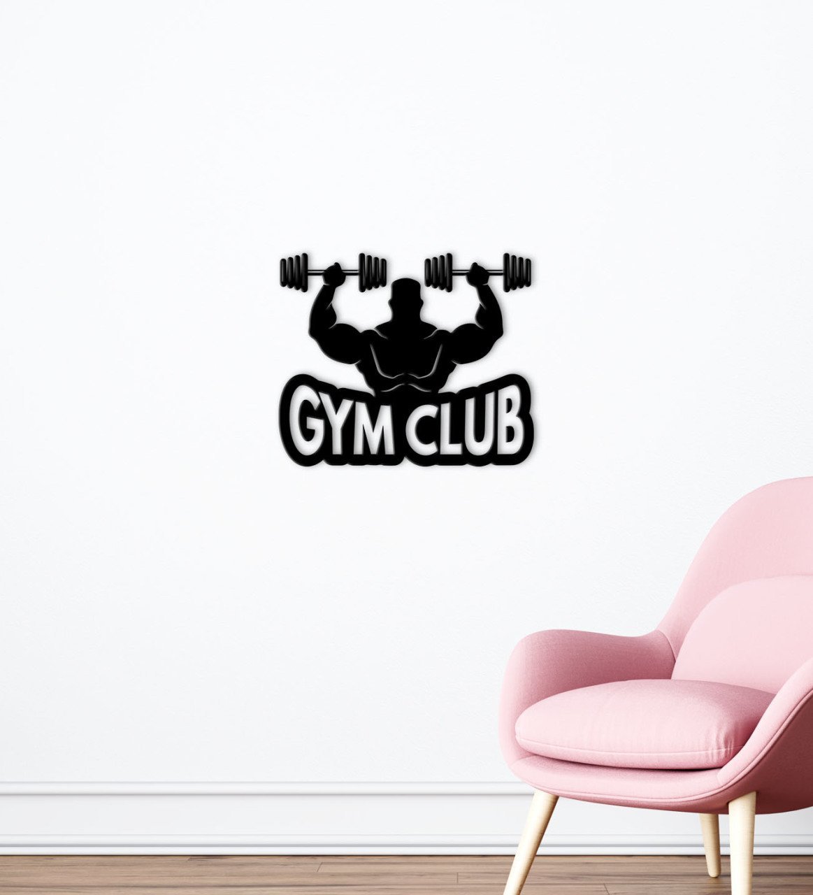 BK Home GYM Club Tasarımlı Ahşap Duvar Süsü-1