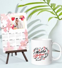 BK Gift Kişiye Özel Yılbaşı Tasarımlı Kupa Bardak ve 13x18cm Fotoğraf Kartlı Şövaleli 2023 Takvim Hediye Seti-40