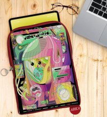 BK Gift Modern Soyut Tasarımlı Taşınabilir Koruyucu Tablet Kılıfı & Organizer Çanta - Kırmızı-5