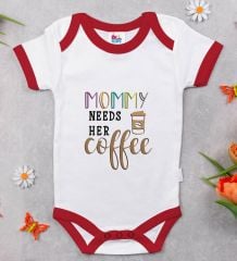 BK Kids Mommy Need's Her Coffee Tasarımlı Kırmızı Bebek Body Zıbın-1