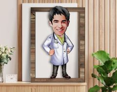 BK Gift Kişiye Özel Erkek Doktor Karikatürlü 3D Ahşap Tablo, Sevgiliye Hediye, Arkadaşa Hediye, Yıl Dönümü Hediyesi, Doğum Günü Hediyesi-1