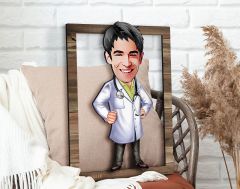 BK Gift Kişiye Özel Erkek Doktor Karikatürlü 3D Ahşap Tablo, Sevgiliye Hediye, Arkadaşa Hediye, Yıl Dönümü Hediyesi, Doğum Günü Hediyesi-1
