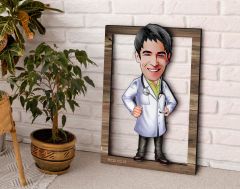 BK Gift Kişiye Özel Erkek Doktor Karikatürlü 3D Ahşap Tablo, Sevgiliye Hediye, Arkadaşa Hediye, Yıl Dönümü Hediyesi, Doğum Günü Hediyesi-1