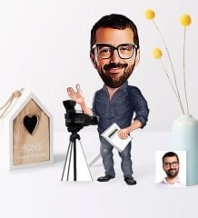 Kişiye Özel Bay Yönetmen Karikatür Ahşap Biblo - 1