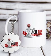 Kişiye Özel Acil Tıp Teknisyeni Beyaz Kupa ve Anahtarlık Hediye Seti-1