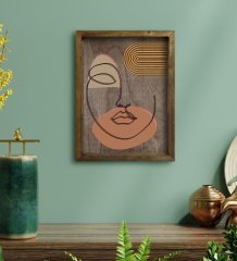 BK Home Modern Art Tasarımlı Doğal Masif Ahşap Çerçeveli Tablo 45x65cm-11