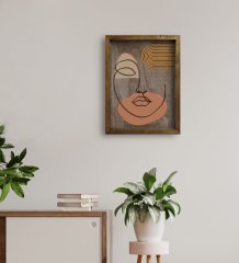 BK Home Modern Art Tasarımlı Doğal Masif Ahşap Çerçeveli Tablo 45x65cm-11