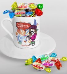 Kişiye Özel Resim Öğretmeni Türk Kahvesi Fincanı ve Haribo Şeker Hediye Seti-2