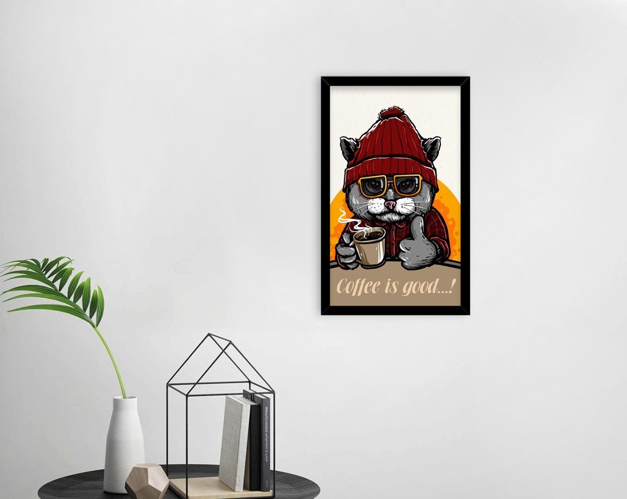 BK Home Coffee Tasarımlı Dekoratif Ahşap Siyah Çerçeveli Tablo-2