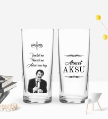 Kişiye Özel Vuslat mı Hasret mi Tasarımlı 2’li Rakı Bardağı ve Meze Tabaklı Doğal Masif Ahşap Servis Sunum Tepsisi Model 1