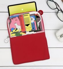BK Gift Modern Soyut Tasarımlı Taşınabilir Koruyucu Tablet Kılıfı & Organizer Çanta - Kırmızı-4