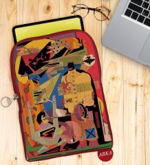 BK Gift Modern Soyut Tasarımlı Taşınabilir Koruyucu Tablet Kılıfı & Organizer Çanta - Kırmızı-4