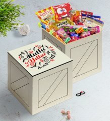 Kişiye Özel Yılbaşı Mutlu Yıllar Ahşap Kutuda Nostaljik Lezzetler Hediye Seti-4