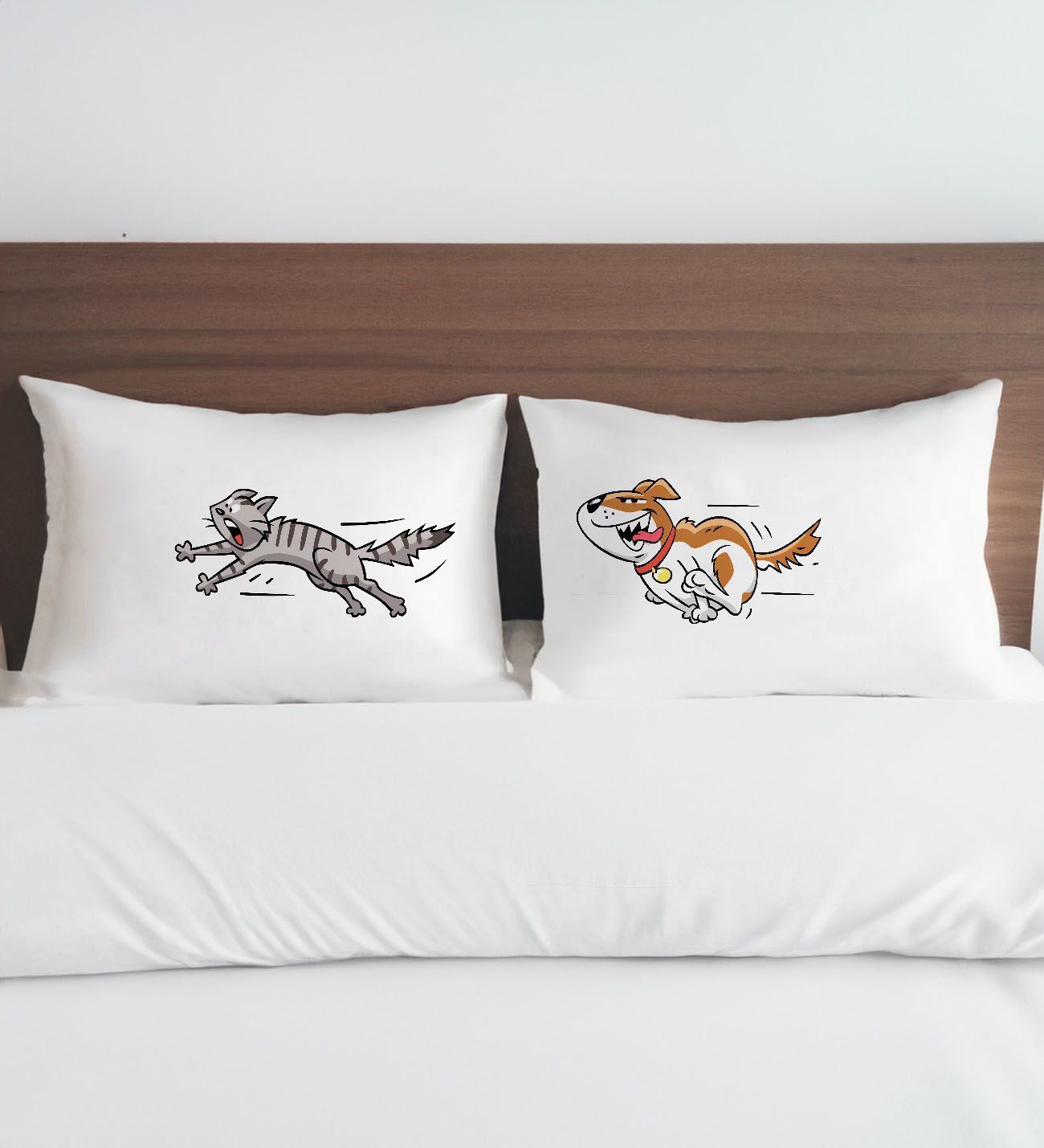 BK Gift Kişiye Özel Eğlenceli Kedi Tasarımlı Pamuklu 2’li Yastık Kılıfı Seti-1 50x70cm , Sevgiliye Hediye, Ev Hediyesi, Tasarım Ev Tekstili