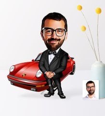 Kişiye Özel Bay Patron Karikatür Ahşap Biblo - 1