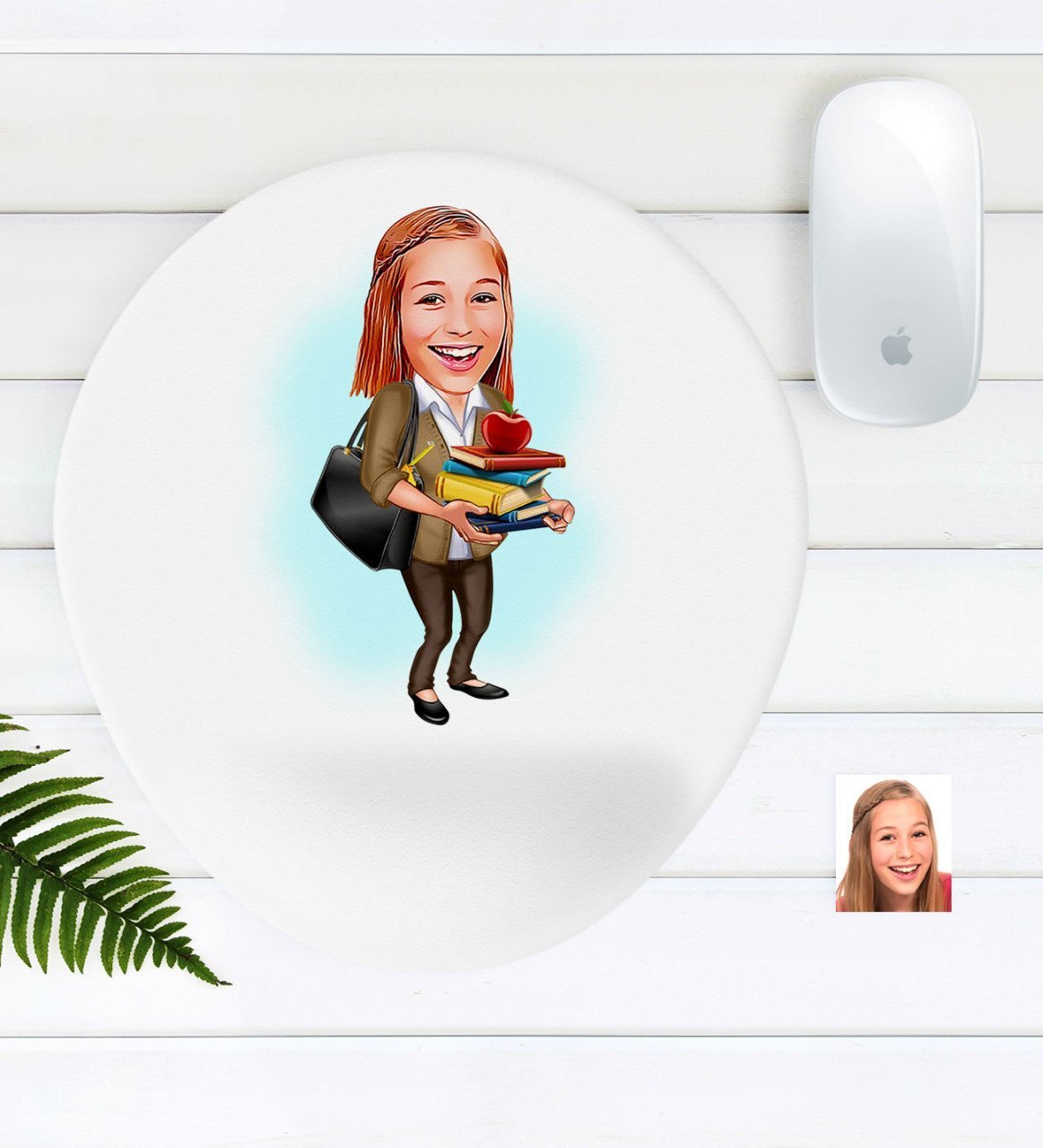 Kişiye Özel Bayan Öğretmen Karikatürlü Bilek Destekli Mouse Pad-4