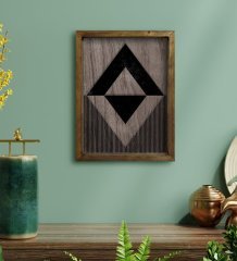 BK Home Modern Art Tasarımlı Doğal Masif Ahşap Çerçeveli Tablo 45x65cm-10
