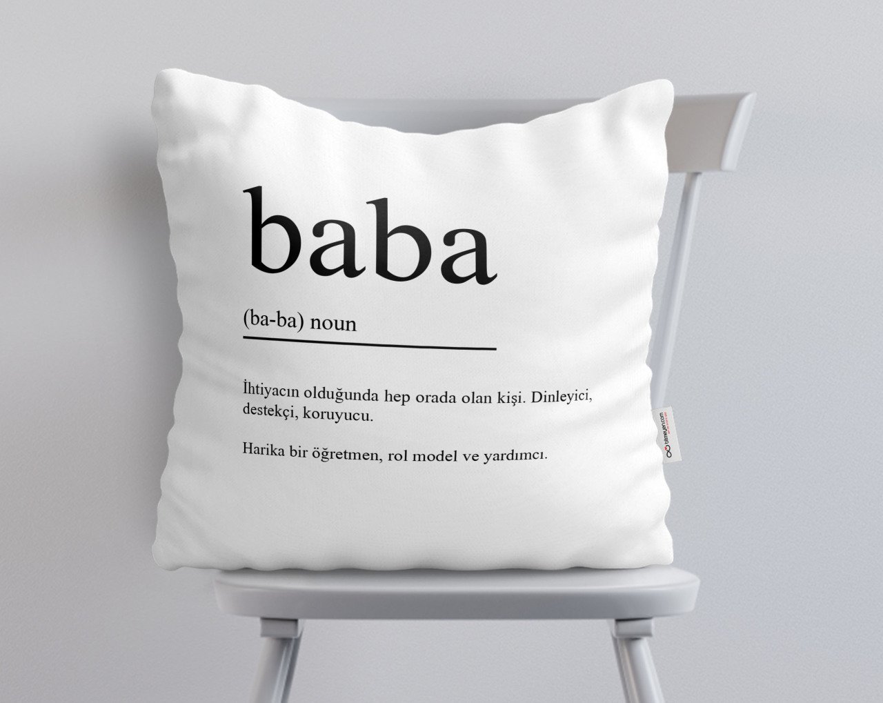 BK Home Baba Tasarımlı Beyaz Yastık-1