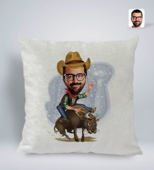 Kişiye Özel Rodeo Karikatürlü Kare Araç Koltuk Yastığı-1