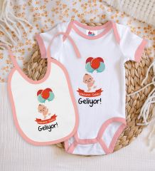 BK Kids Mekanın Sahibi Geliyor Tasarımlı Pembe Bebek Body Zıbın ve Mama Önlüğü Hediye Seti-1
