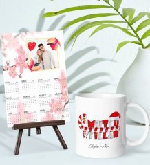 BK Gift Kişiye Özel Yılbaşı Tasarımlı Kupa Bardak ve 13x18cm Fotoğraf Kartlı Şövaleli 2023 Takvim Hediye Seti-38