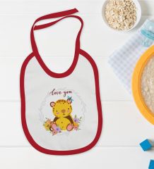 BK Kids I Love You Tasarımlı Kırmızı Bebek Mama Önlüğü-2