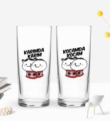 BK Gift Kişiye Özel İsimli DTF Karımda Karım - Kocamda Kocam Tasarımlı İkili Rakı Bardağı Seti-3, Arkadaşa Hediye, Sevgiliye Hediye