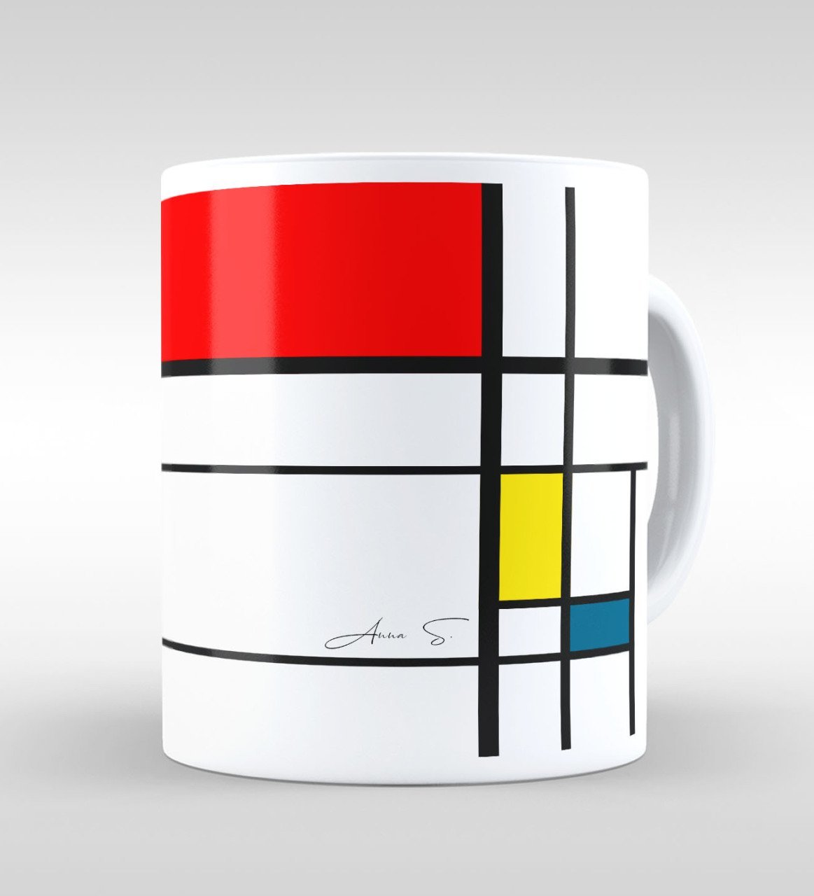 Kişiye Özel Mondrian Beyaz Kupa Bardak-7