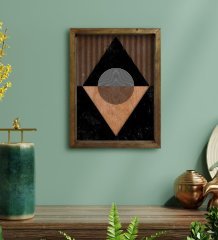 BK Home Modern Art Tasarımlı Doğal Masif Ahşap Çerçeveli Tablo 45x65cm-9