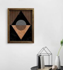 BK Home Modern Art Tasarımlı Doğal Masif Ahşap Çerçeveli Tablo 45x65cm-9
