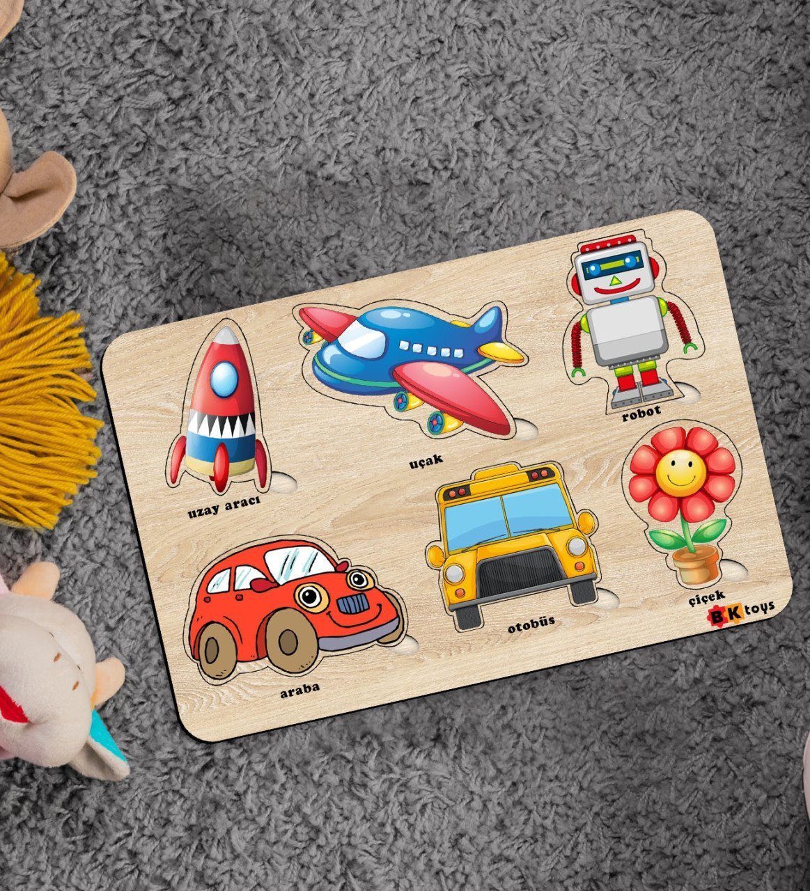 BK Toys Çocuklar İçin Ahşap Figürlü Eğitici-Öğretici Yapboz Puzzle-7