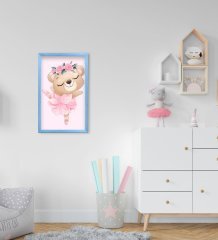 BK Home Sevimli Ayıcık Tasarımlı Dekoratif Mavi Ahşap Çerçeveli Çocuk Odası Tablo-2