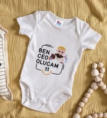 BK Kids Ceo Olucam Tasarımlı Beyaz Bebek Body Zıbın-1