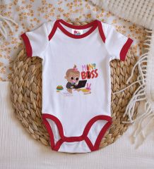 BK Kids Mini Boss Tasarımlı Kırmızı Bebek Body Zıbın-1