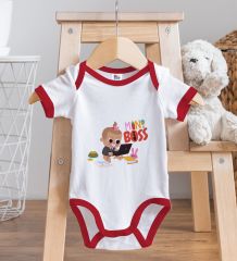 BK Kids Mini Boss Tasarımlı Kırmızı Bebek Body Zıbın-1