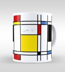 Kişiye Özel Mondrian Beyaz Kupa Bardak-6