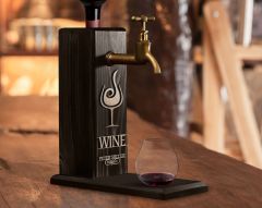 BK Gift Kişiye Özel Kabartma İsimli Musluklu Siyah(Ebony) Ahşap Şarap Standı, Şarap Çeşmesi, Doğum Günü Hediyesi, Ev Hediyesi, İçecek Dispenseri-4