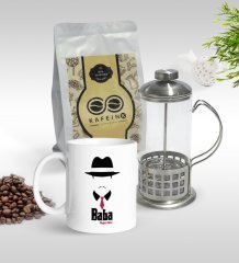 Kişiye Özel Baba Godfather Tasarımlı Kupa & French Press & 250gr Filtre Kahve Hediye Seti-11