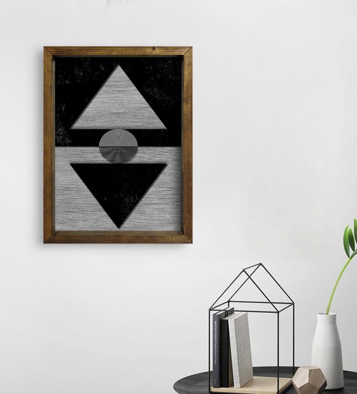BK Home Modern Art Tasarımlı Doğal Masif Ahşap Çerçeveli Tablo 45x65cm-8