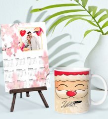 BK Gift Kişiye Özel Yılbaşı Tasarımlı Kupa Bardak ve 13x18cm Fotoğraf Kartlı Şövaleli 2023 Takvim Hediye Seti-36