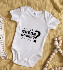 BK Kids Buban Nabüüü Tasarımlı Beyaz Bebek Body Zıbın-1