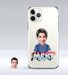 Kişiye Özel Erkek İsimli Karikatürlü iPhone 11 Pro İnce Şeffaf Silikon Telefon Kapağı-1