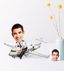 Kişiye Özel Bay Kaptan Pilot Karikatür Ahşap Biblo - 1