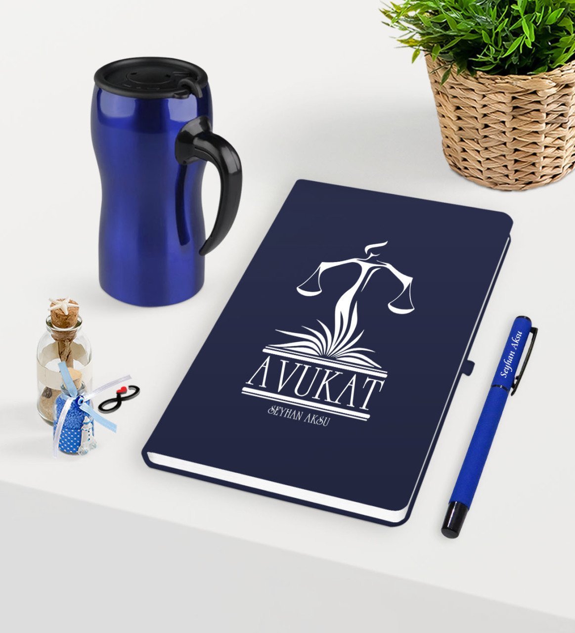 Kişiye Özel Avukat Temalı Lacivert Defter Kalem ve Termos Mug Seti  - 5