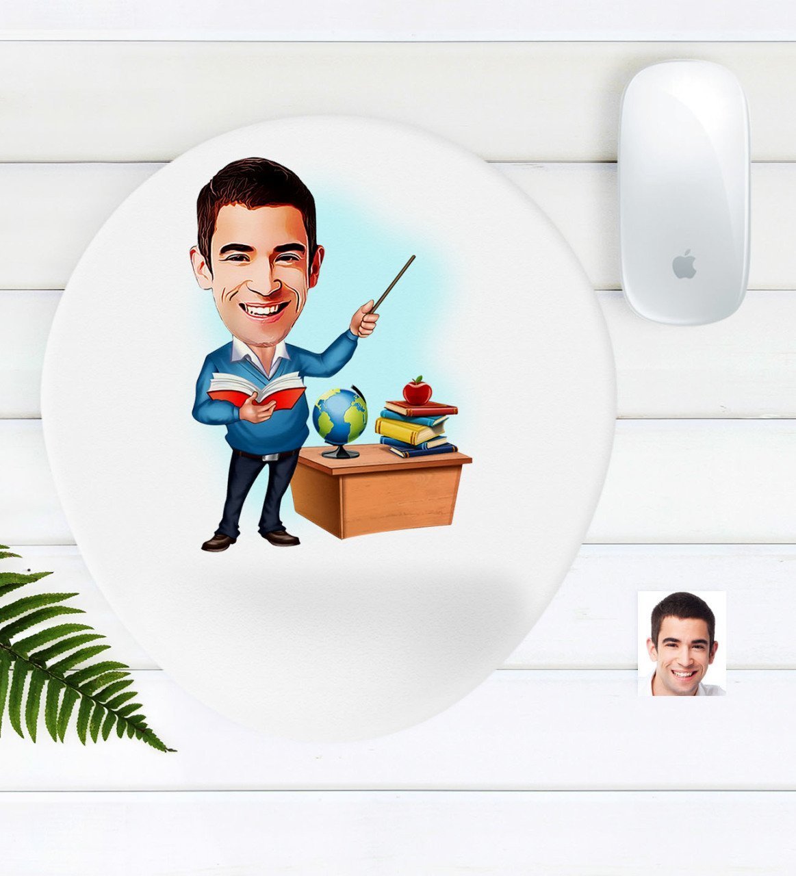 Kişiye Özel Bay Öğretmen Karikatürlü Bilek Destekli Mouse Pad-5