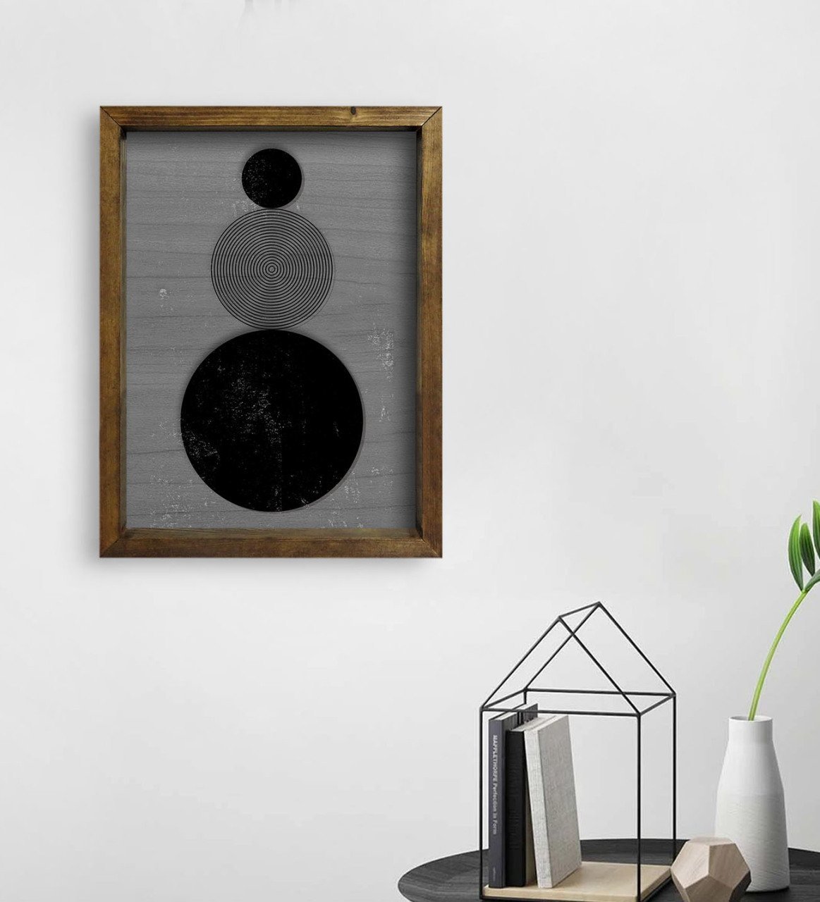 BK Home Modern Art Tasarımlı Doğal Masif Ahşap Çerçeveli Tablo 45x65cm-7